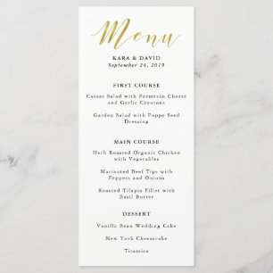 Menu Mariage classique flamboyant Faux Gold