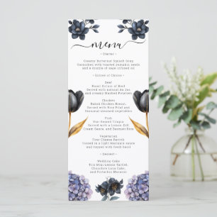 Menu Mariage Classique Floral Noir Humeur Chic Fantaisi