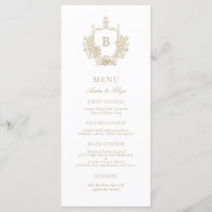 Menu Mariage classique Luxe Gold et White Monogram