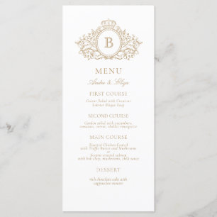 Menu Mariage classique Luxe Gold et White Monogram