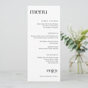 Menu Mariage classique moderne simple