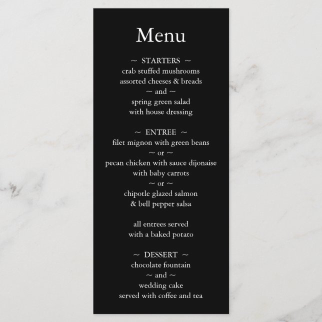 Menu Mariage Classique Monogramme Noir et Blanc (Devant)