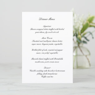 Menu Mariage Classique Noir et Blanc Intemporel