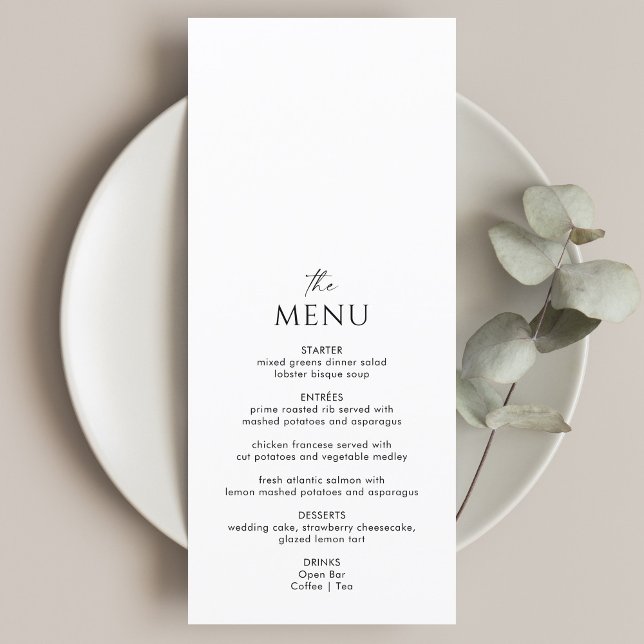 Menu Mariage classique noir et blanc simple (Créateur téléchargé)