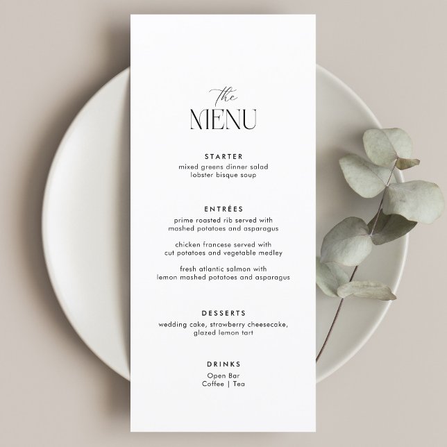 Menu Mariage classique noir et blanc Vieux argent (Créateur téléchargé)