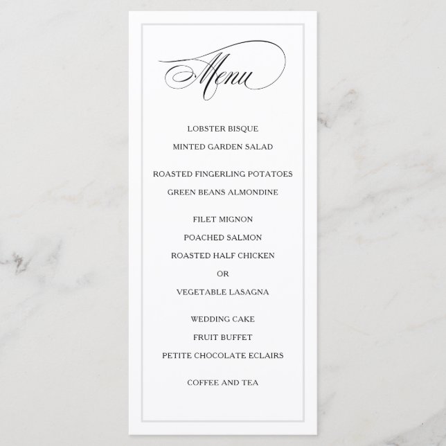 Menu Mariage Classique Simple Elegance (Devant)