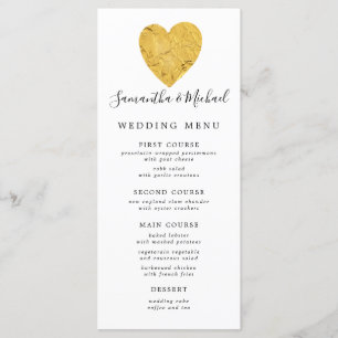 Menu Mariage Coeur Chic Gold Foil