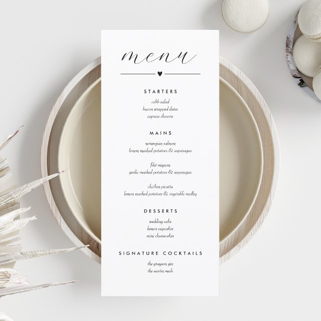 Menu Mariage Colorblock moderne | Noir sur Blanc (Créateur téléchargé)