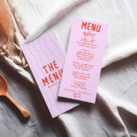 Menu Mariage coloré Retro tiré à la main funky