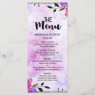 Menu Mariage Confetti à cadre floral et argenté vi