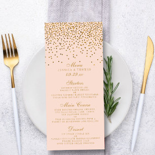 Menu Mariage Confetti Rose & Or