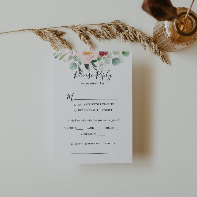 Menu Mariage contemporain Eucalyptus Choix RSVP (Créateur téléchargé)
