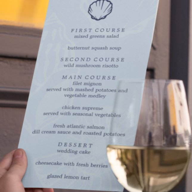 Menu Mariage Coquilles de Mer Bleu Côtier (Créateur téléchargé)