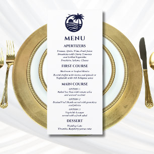 Menu Mariage côtier de la marine et du palmier blanc
