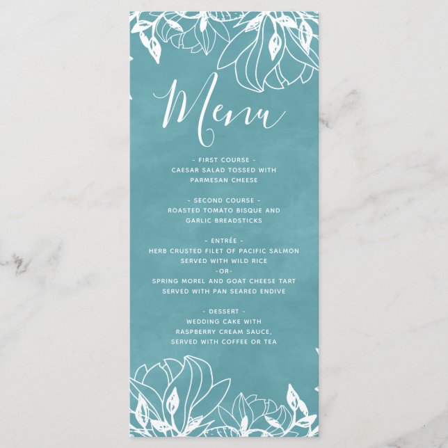 Menu Mariage couleur Arrière - plan modifiable (Devant)