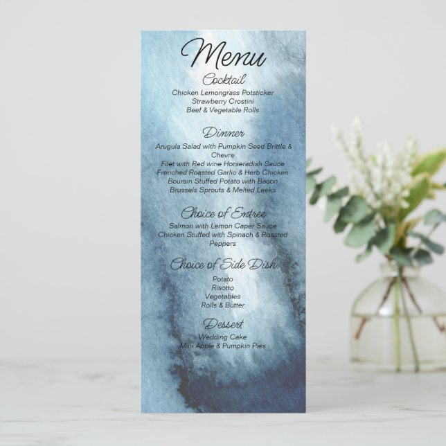 Menu Mariage couleur marine bleu foncé (Debout devant)