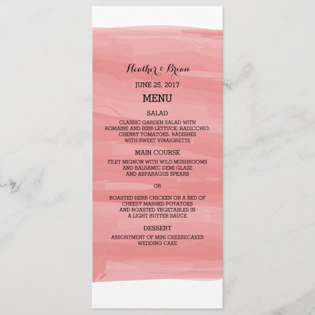 Menu Mariage couleur rouge (Devant)