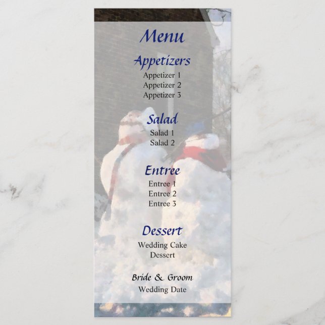 Menu Mariage Couple Neige (Devant)