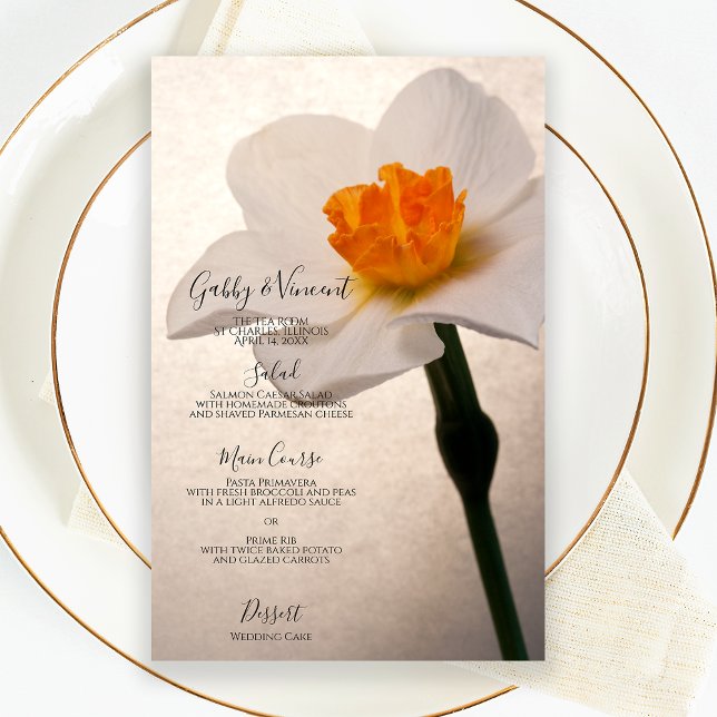 Menu Mariage Daffodique de printemps blanc (Créateur téléchargé)