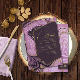Menu Mariage d'âge Abstrait V1 Mauve ID827