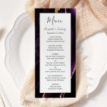 Menu Mariage d'âge moderne violet or<br><div class="desc">Ce menu mariage moderne et élégant présente un arrière - plan d'agate violet d'aquarelle orné d'une fausse parties scintillant dorée. Le texte s'affiche dans une élégante écriture manuscrite gris charbon et des polices de cuivre sur un rectangle blanc. La conception de l'agate est répétée à l'envers.</div>