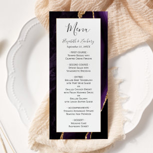 Menu Mariage d'âge moderne violet or