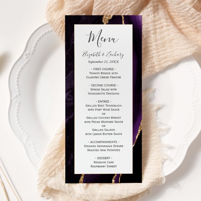 Menu Mariage d'âge moderne violet or (Créateur téléchargé)