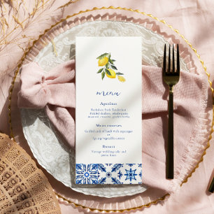 Menu mariage d'agrumes méditerranéens bleus