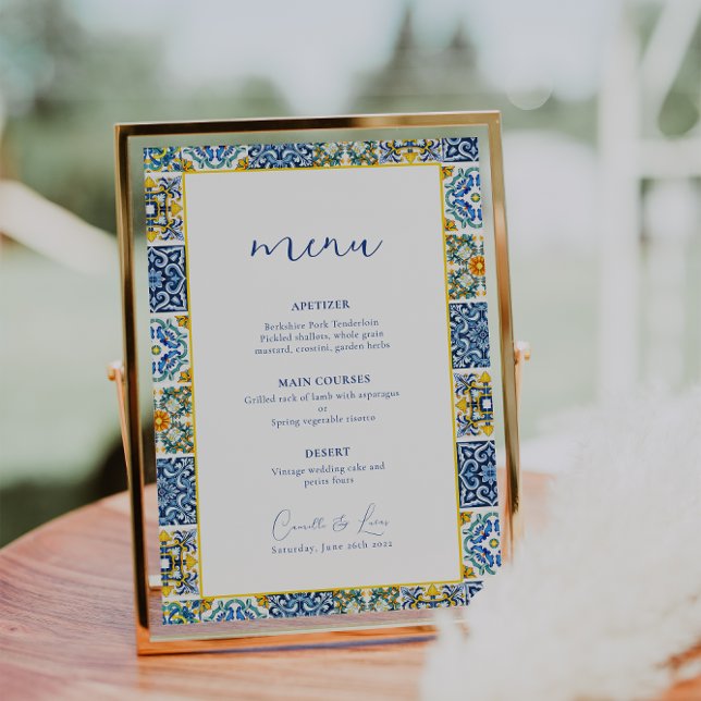Menu mariage d'agrumes méditerranéens bleus (Créateur téléchargé)