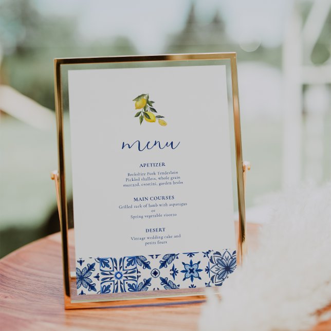 Menu mariage d'agrumes méditerranéens bleus (Créateur téléchargé)