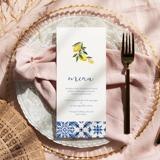 Menu mariage d'agrumes méditerranéens bleus (Créateur téléchargé)