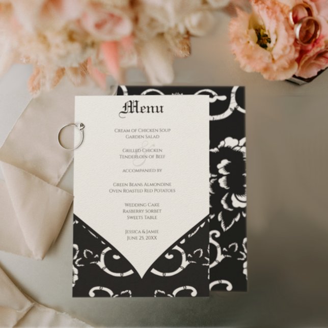 Menu Mariage damassé noir (Créateur téléchargé)