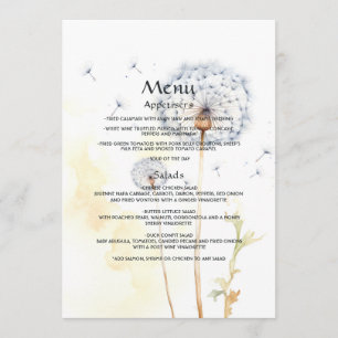 Menu Mariage Dandelion aquarelle