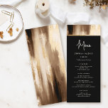 Menu Mariage d'aquarelle Abstraite noire et dorée<br><div class="desc">Le menu mariage est de bon goût. La typographie minimaliste chic se distingue sur un arrière - plan d'aquarelle foncée rehaussé de faux accents dorés. La superposition noire met en valeur avec goût vos options de menu délicieux.</div>