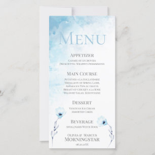 Menu Mariage d'aquarelle bleu pâle