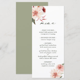 Menu Mariage d'aquarelle du jardin végétal