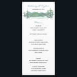 Menu Mariage d'aquarelle du lac Mountain<br><div class="desc">Cette belle aquarelle présente un décor montagnard et lacustre. Utilisez le formulaire modèle pour ajouter votre texte personnalisé. Sélectionnez "customiser plus loin" pour modifier la disposition,  les polices et les couleurs.</div>