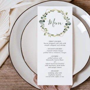 Menu Mariage d'aquarelle moderne Eucalyptus Wreath