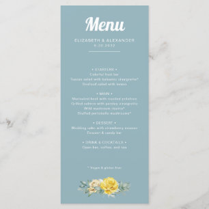 Menu Mariage d'aquarelle romantique et élégant roses ja