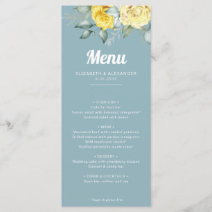 Menu Mariage d'aquarelle romantique et élégant roses ja