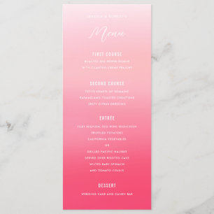Menu Mariage d'aquarelle rose Ombre
