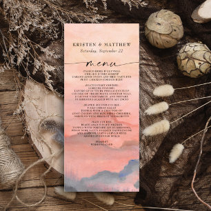 Menu Mariage d'aquarelle Sunset Mountain Rustic