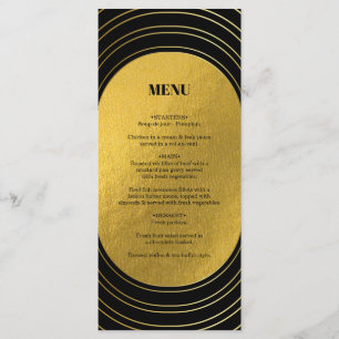 Menu Mariage d'arc minimaliste moderne noir & or