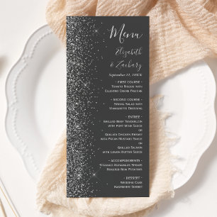 Menu Mariage d'arête de Parties scintillant gris charbo