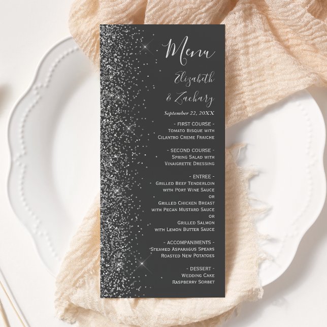 Menu Mariage d'arête de Parties scintillant gris charbo (Créateur téléchargé)