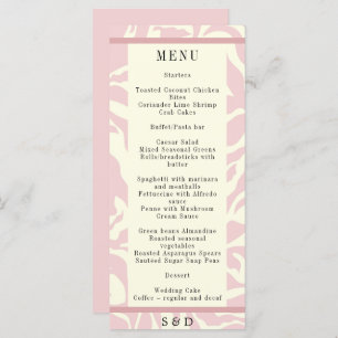 Menu Mariage d'art moderne rose et blanc Matisse