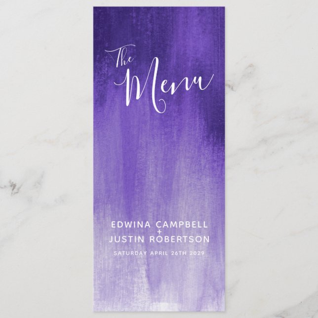 Menu mariage d'art moderne violet (Devant)