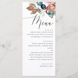 Menu Mariage d'automne au jardin Feuilles de baies à