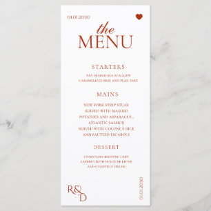Menu Mariage d'automne aux feuilles rouges élégantes