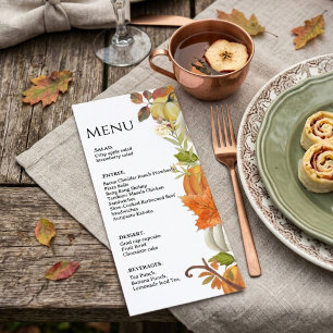 Menu Mariage d'automne Citrouille mariage feuilles d'au